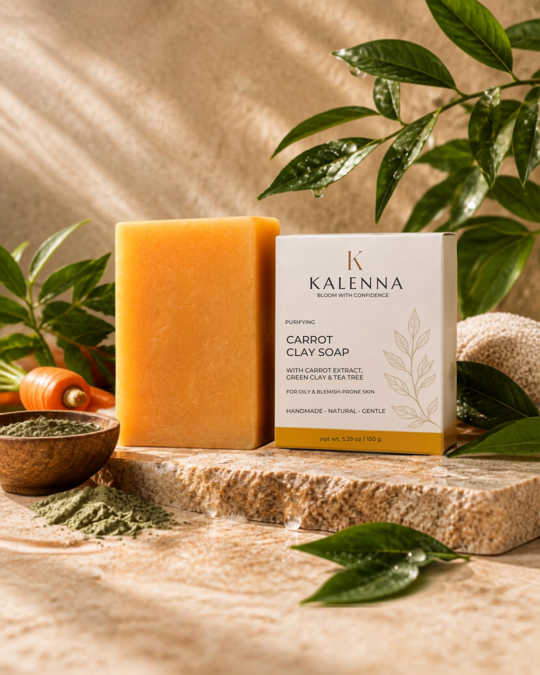 KALENNA Carrot Clay Soap – Natural Face Soap for Oily & Blemish-Prone Skin
